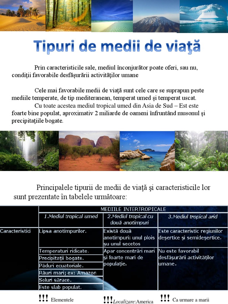Tipuri de Medii de Viata