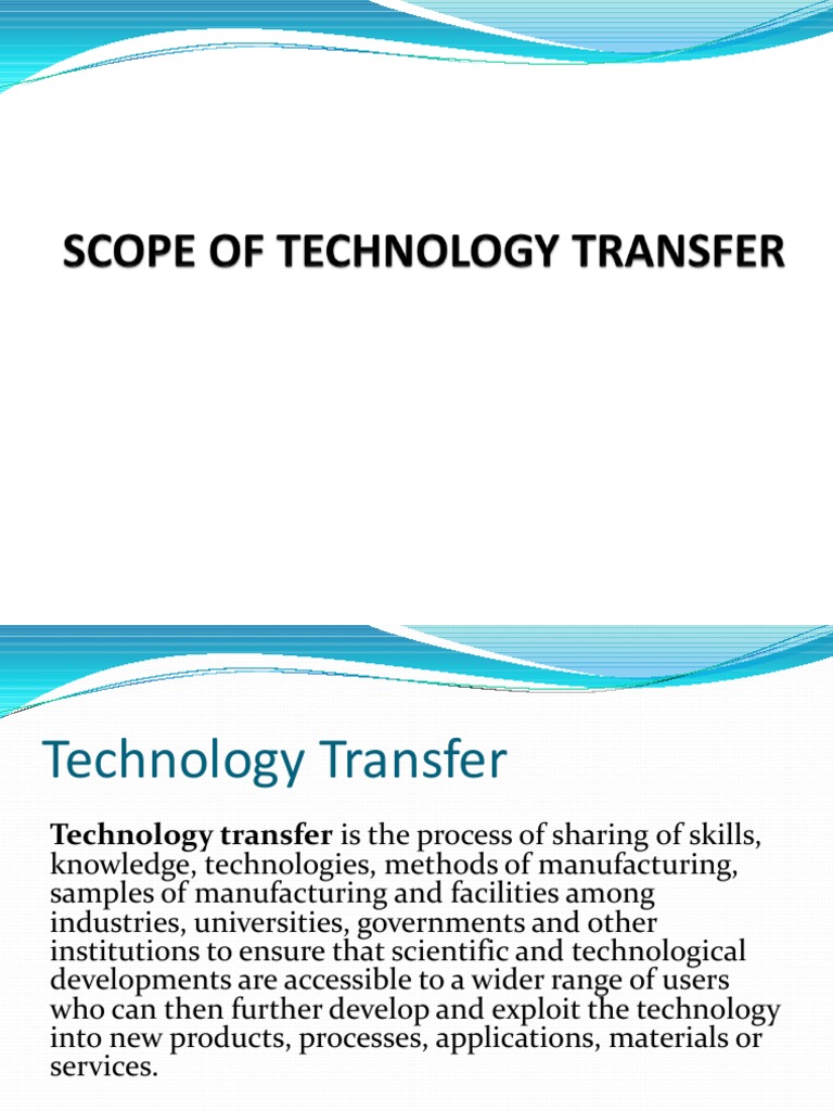 Technology Transfer: Scope and Objectives | PDF | Technology Transfer ...