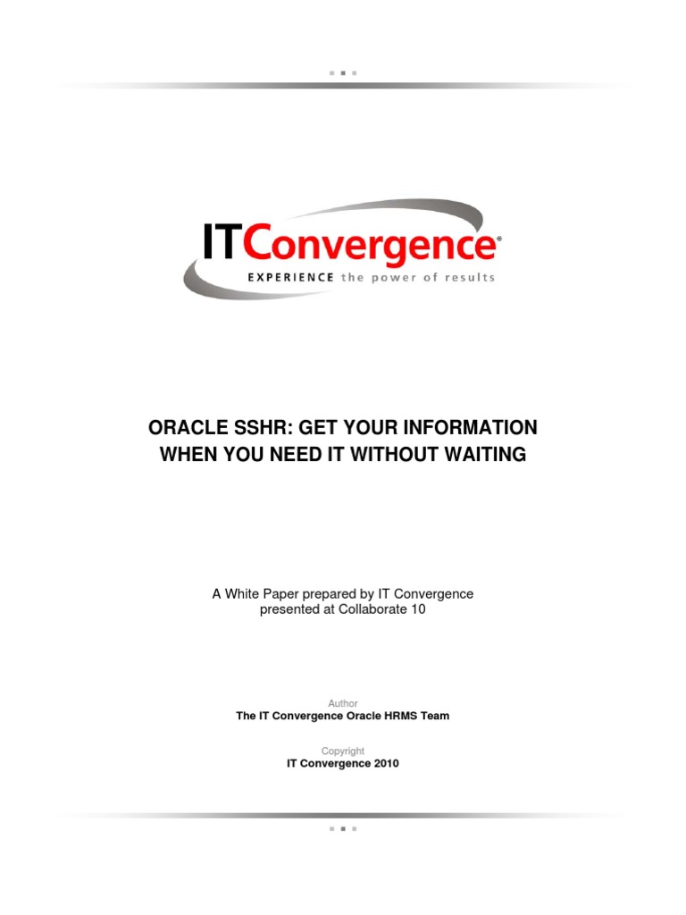 Oracle SSHR - Get What You Need When You Need It PDF | PDF | Human ...