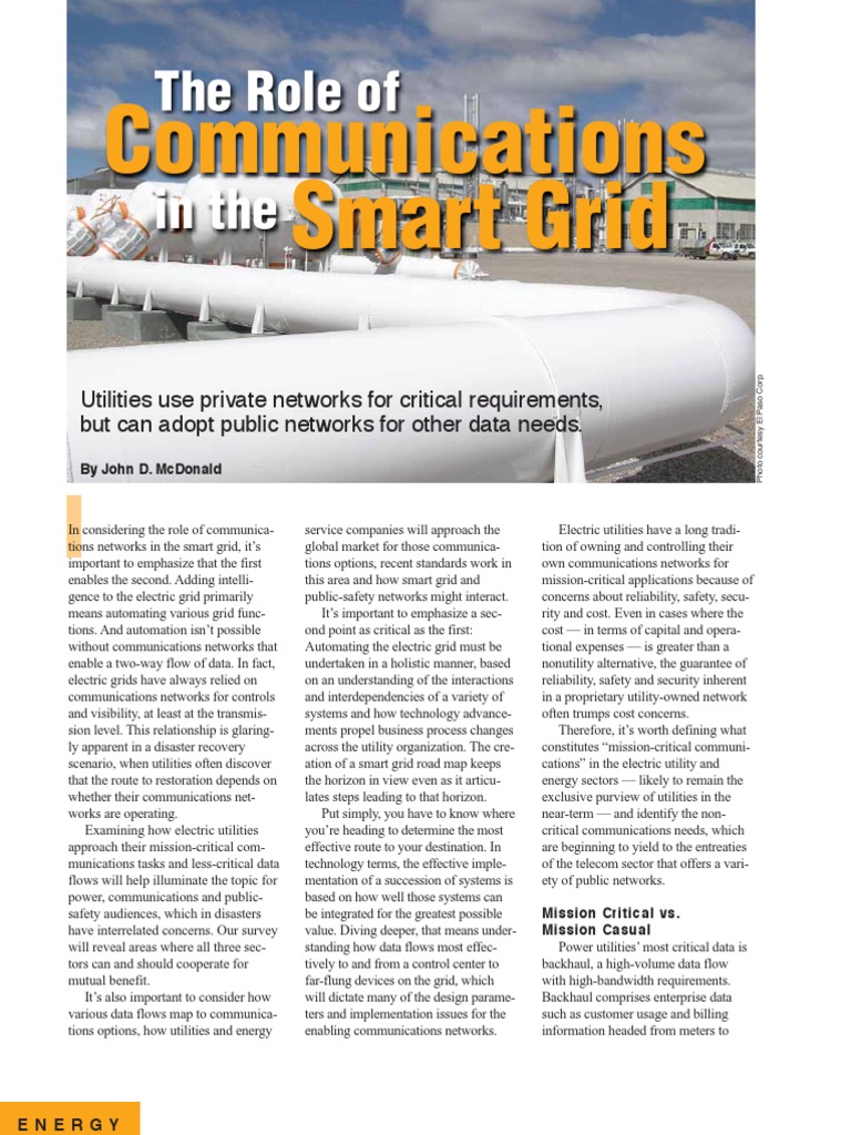 Role of Communications in Smartgrid | PDF | Smart Grid | Electrical Grid