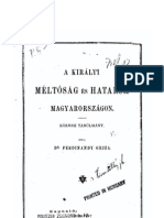 Ferdinandy Gejza dr. - A királyi méltóság és hatalom Magyarországon-közjogi tanúlmány 1895.