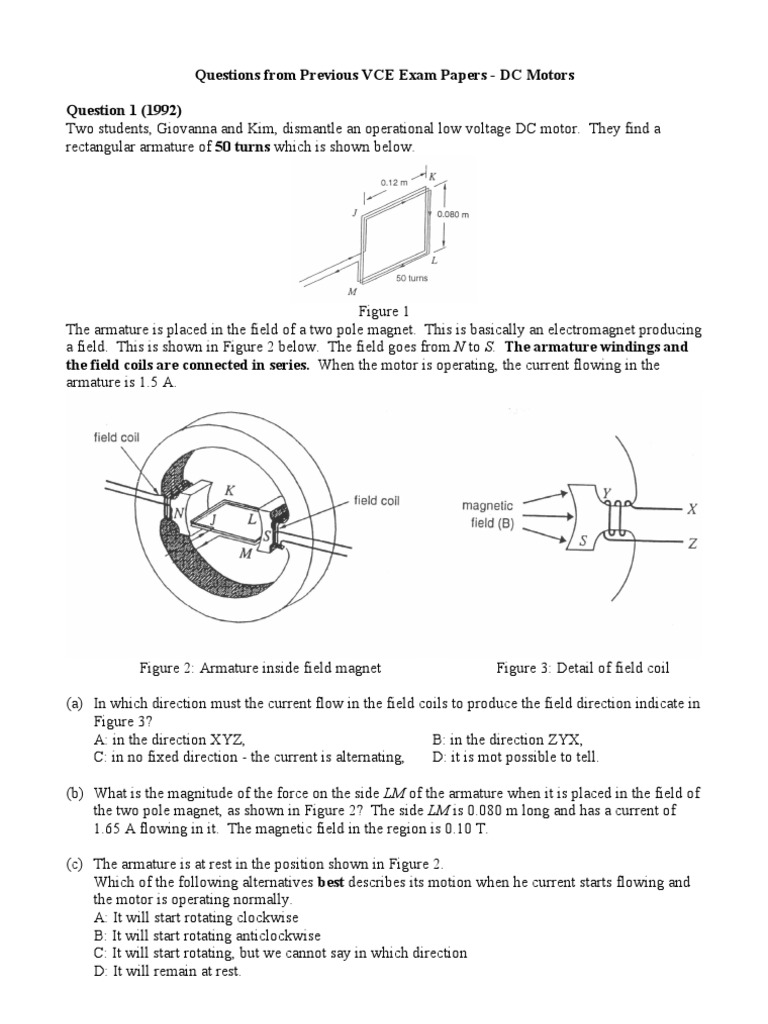 DC Motor Questions Download Free PDF Electric Motor Field