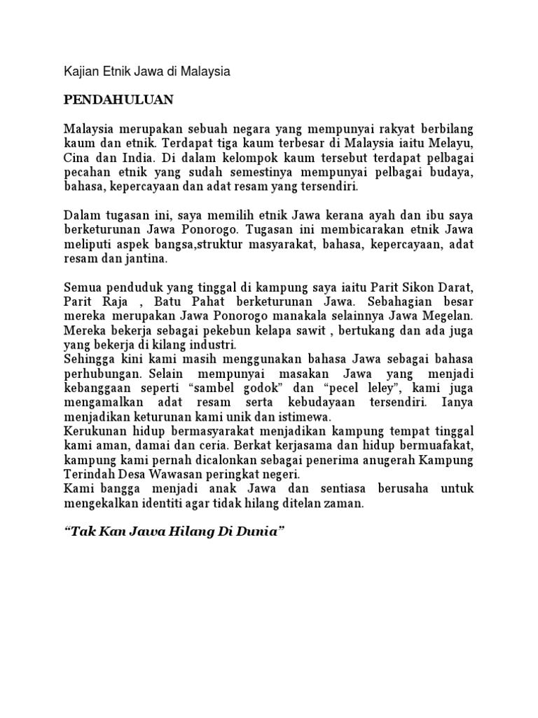 Kajian Etnik Jawa Di Malaysia Pdf