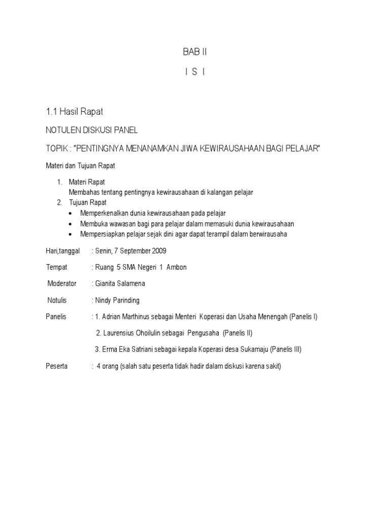 Notulen Diskusi Panel