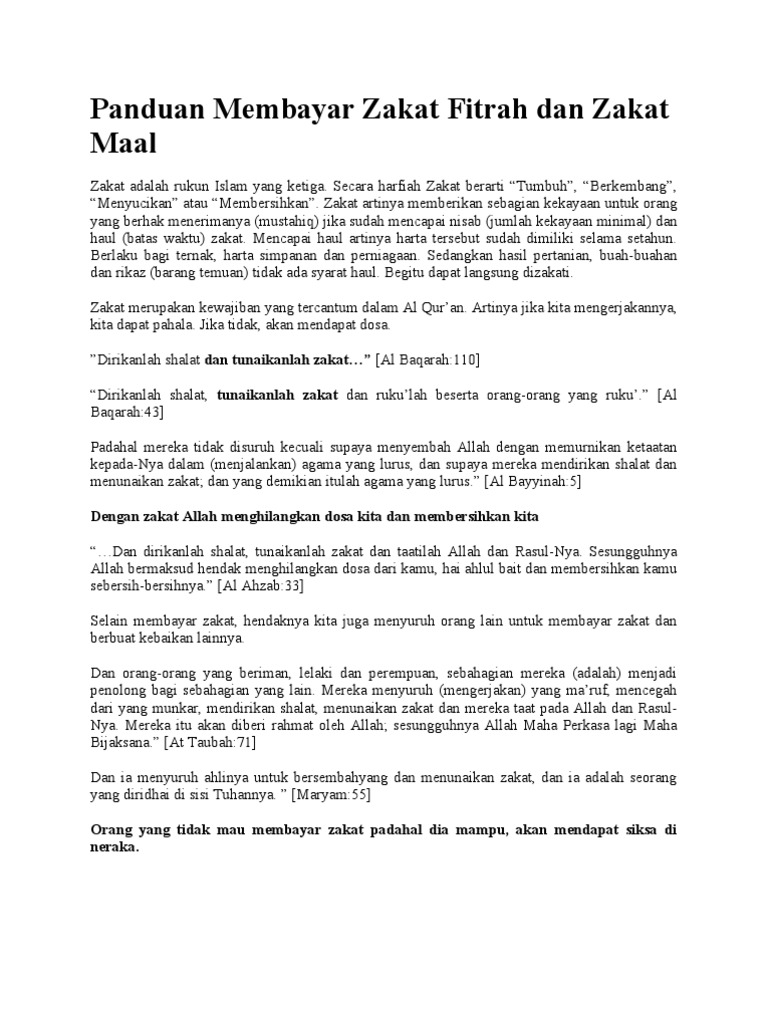 Panduan Membayar Zakat Fitrah Dan Zakat Maal