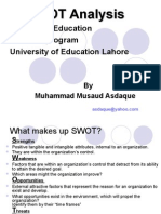 Swot analysis Division of Education UniversityLahore
