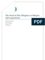 The Need of Due Diligence in Mergers and Acquisitions