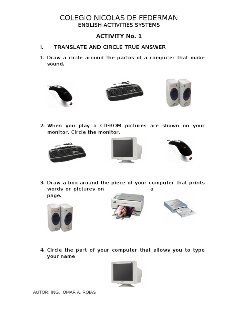 Computer Parts English Activity Guide | PDF | Computers