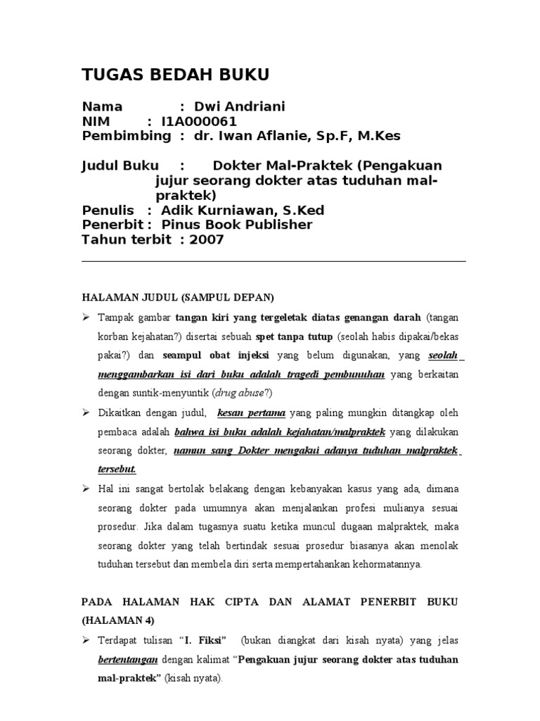 Tugas Bedah Buku Dwi