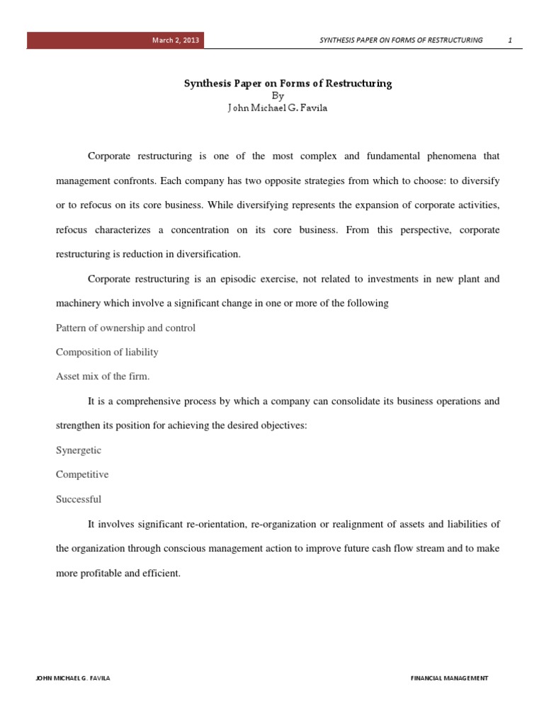 Types of corporate restructuring strategies picture