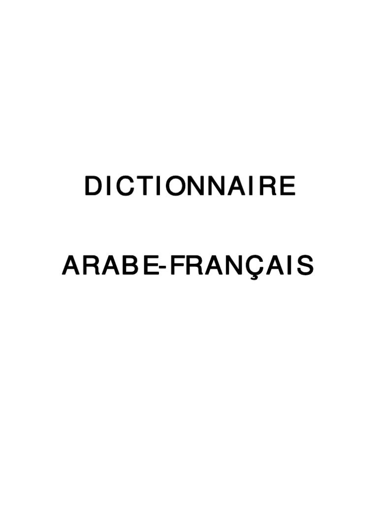 Dictionnaire Arabe Francais PDF PDF
