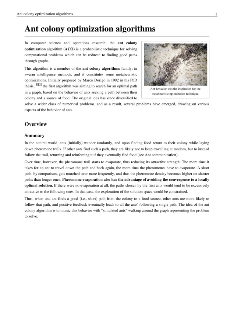 Ant Colony Optimization Algorithms | PDF | Cybernetics | Mathematical ...