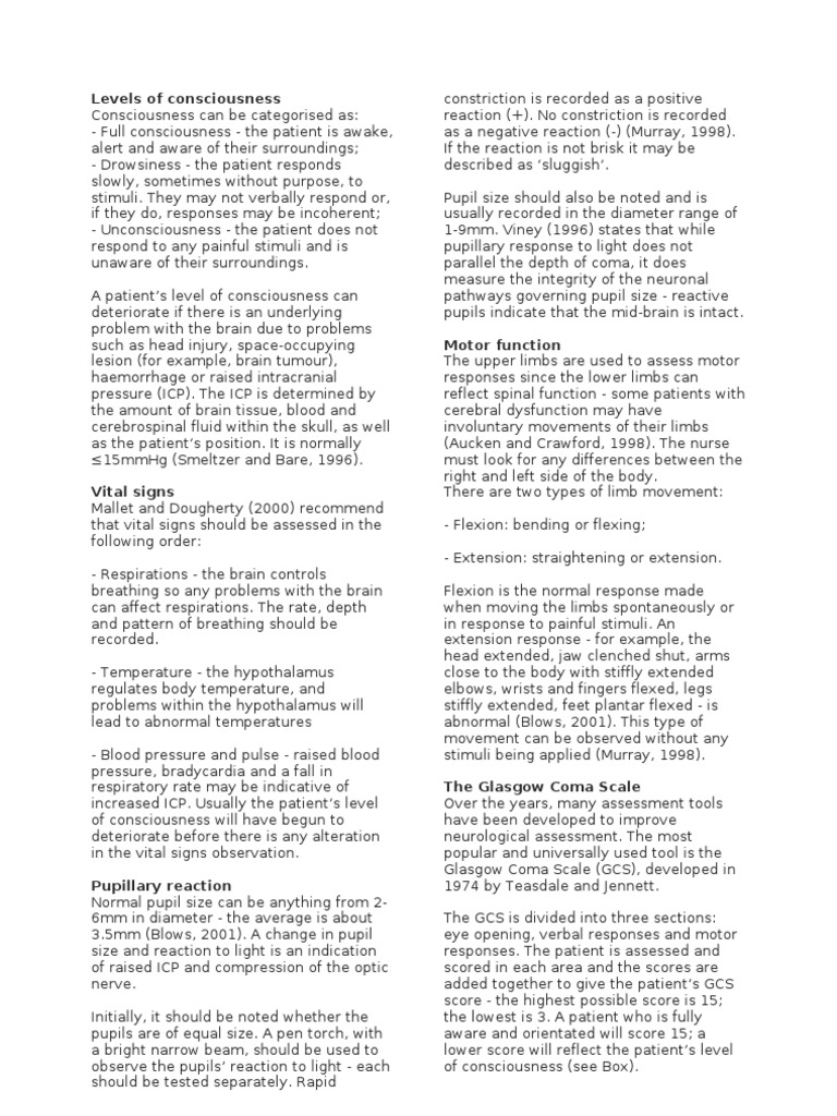 Assessing Levels of Consciousness | PDF | Intravenous Therapy ...