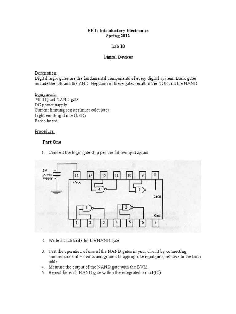 Intro to Digital Logic Gates Lab | PDF