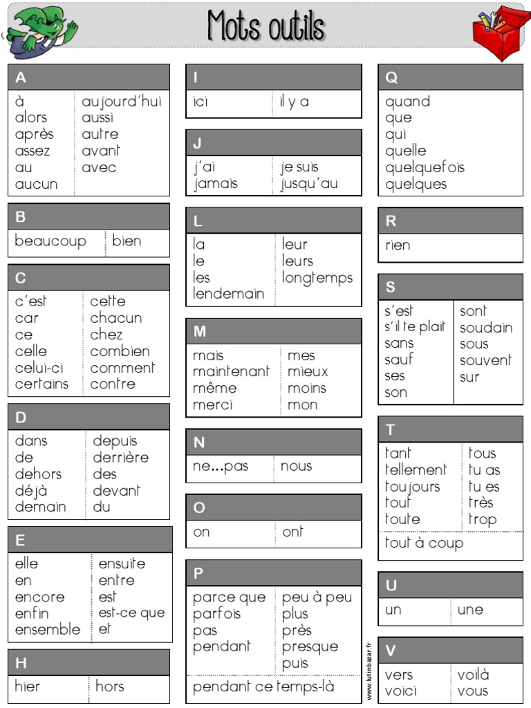 Recueil Des Mots Outils Taoki Lb Pdf