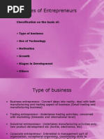 Classification and Types of Entrepreneurship