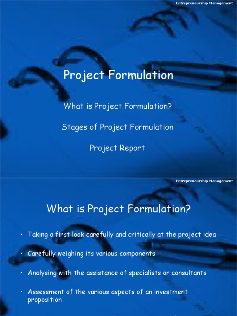 Project Formulation What Is Project Formulation? Stages of Project Formulation Project Report PDF