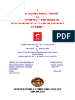 A Study On Youth Preference in Telecom Industry With Special Reference To Airtel - New - 2011