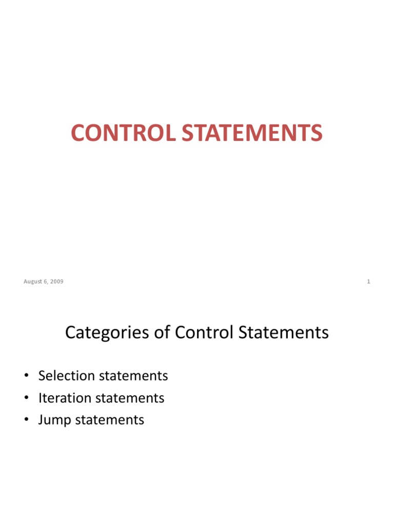 4.control Statements Ver2 | PDF | Control Flow | Array Data Type