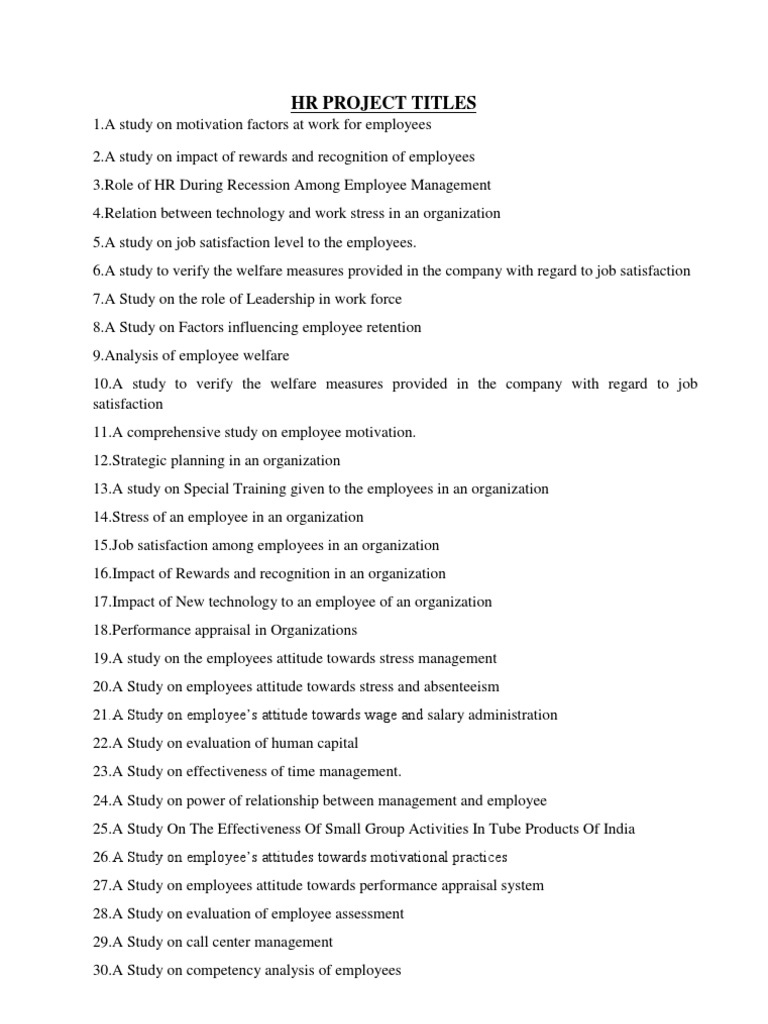 hr-project-titles-pdf-performance-appraisal-employee-retention