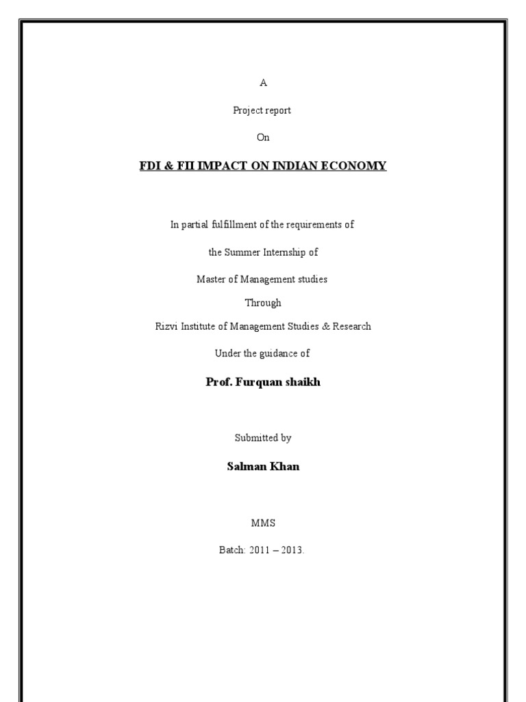 FDI & FII Effects on Indian Economy | PDF | Foreign Direct Investment ...