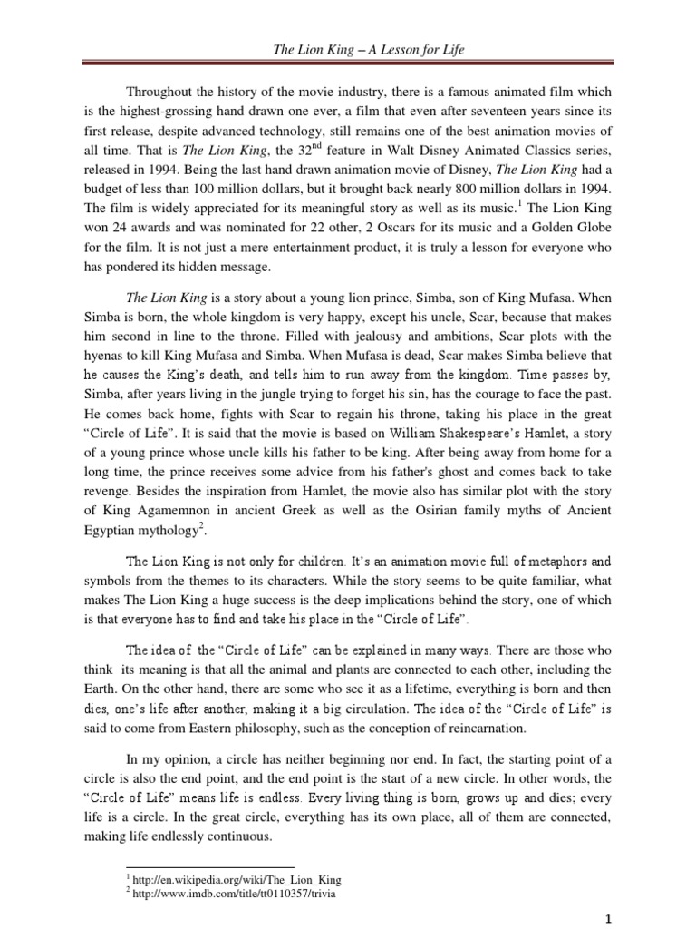 The Lion King Analysis