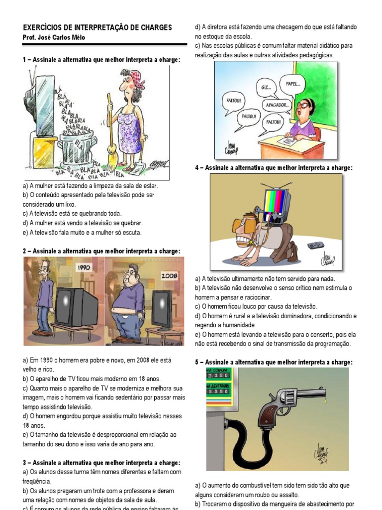 Exercícios de interpretação de charges