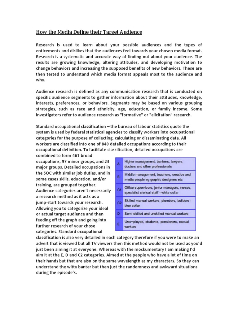 How Media Define Their Target Audience | PDF | Target Audience | Survey ...