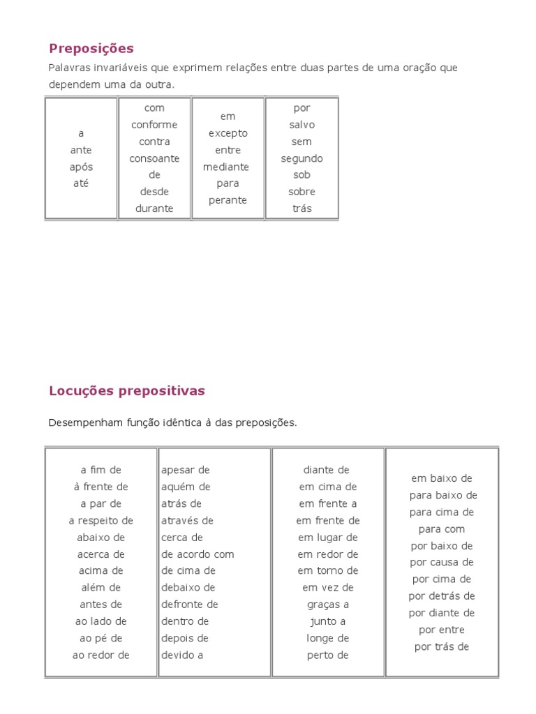Preposições | PDF | Semântica | Unidades semânticas