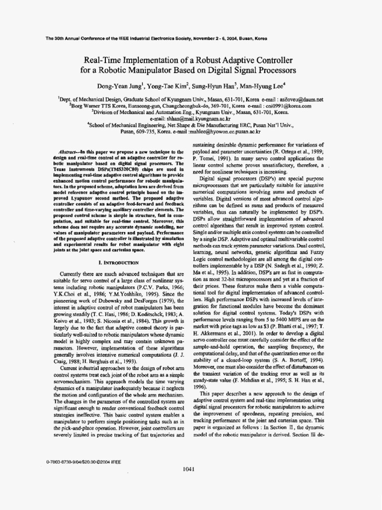 Robust Adaptive Control for Robotics | PDF | Control Theory | Digital ...