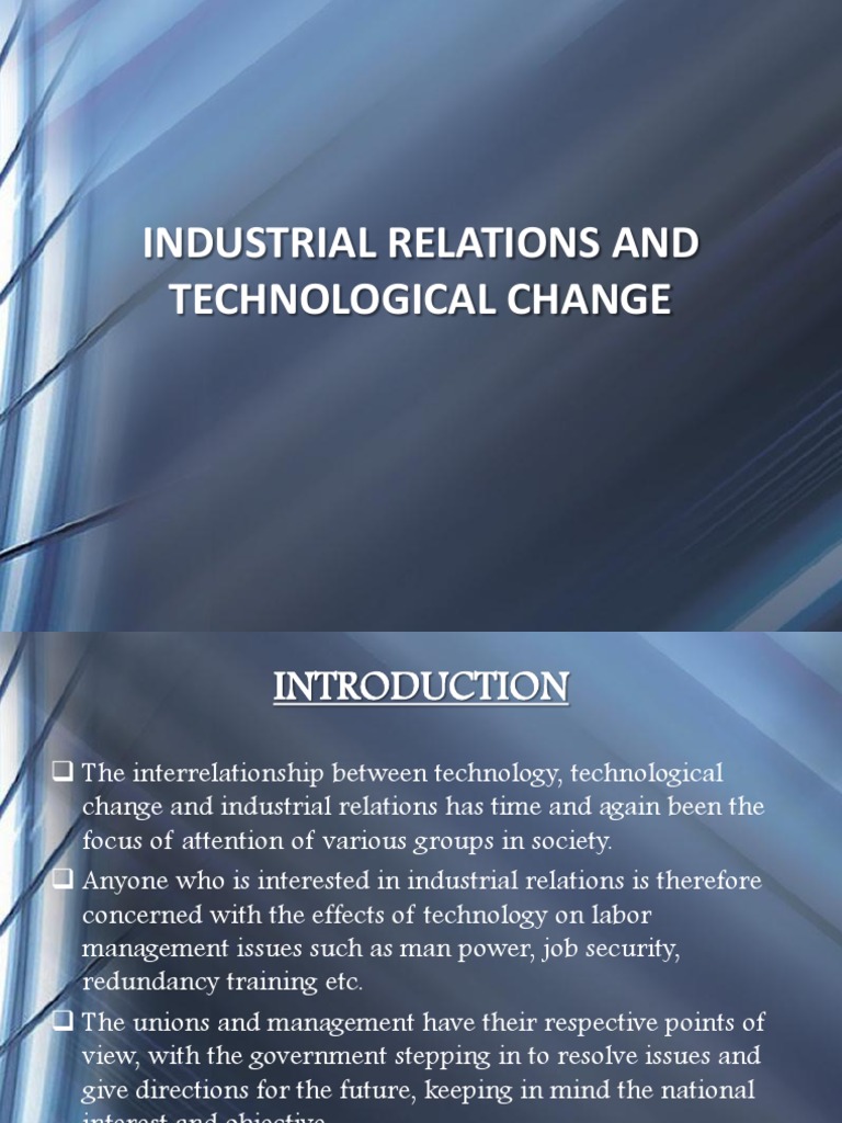 Impact of Technology on Industrial Relations | PDF | Industrial ...