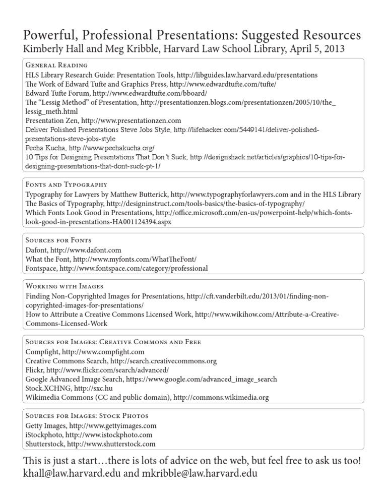 Powerful, Professional Presentations Handout | PDF | Creative Commons ...