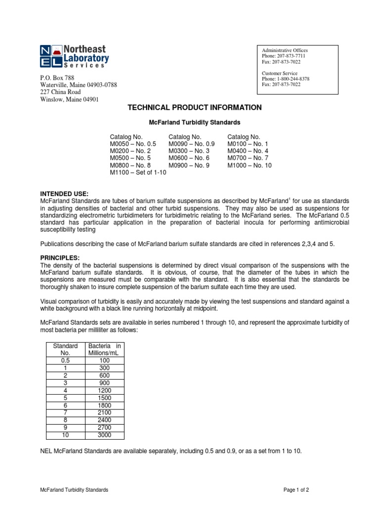 McFarland Turbidity Standards Medical Specialties Microbiology