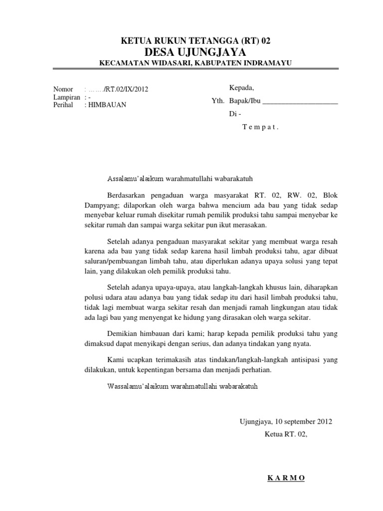Contoh Surat Himbauan Larangan Buang Sampah Nusagates