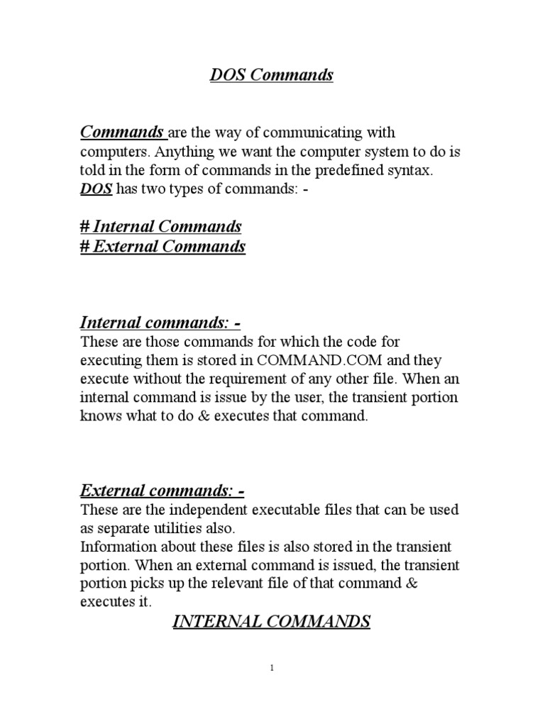 DOS Commands | PDF | Command Line Interface | C (Programming Language)