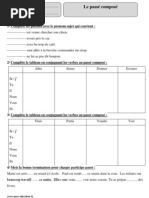 Passé Composé - Cm1 - Exercices Corrigés - Conjugaison - Cycle 3 2