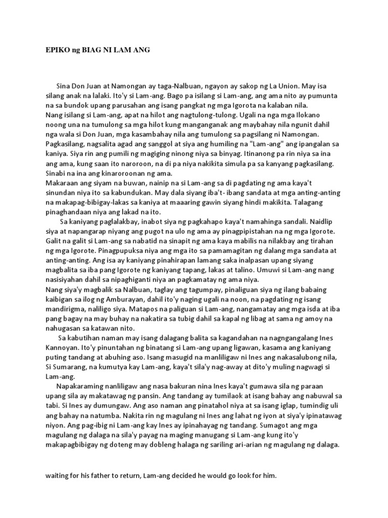 Biag Ni Lam-ang Full Story And Script