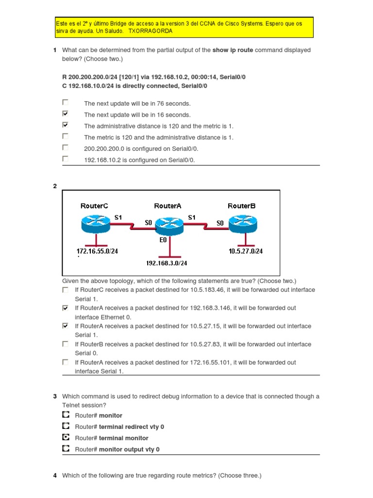 R 200.200.200.0/24 (120/1) Via 192.168.10.2, 00:00:14, Serial0/0 C 192 ...