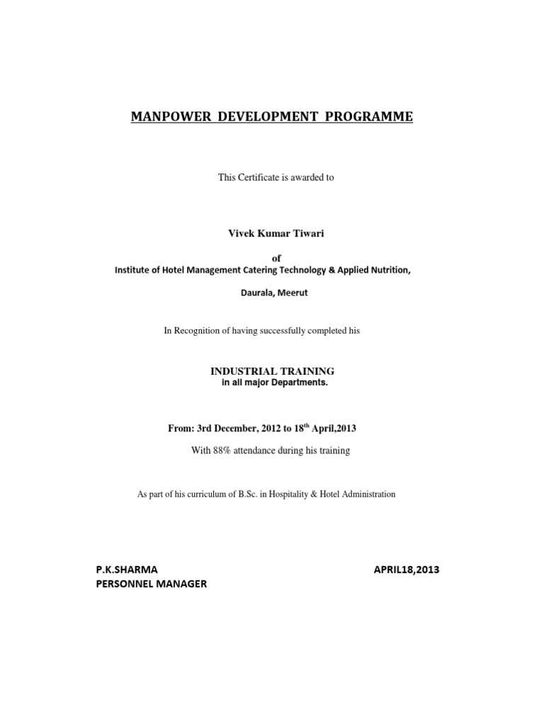 Manpower Development Programme | PDF