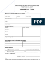 Membership Form: Speech Communication Organization of The Philippines, Inc. (Scop)