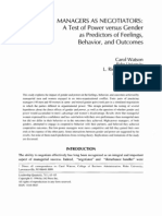 Watson y Hoffman Managers As Negotiators A Test of Power Versus Gender As Predictors of Feelings, Behavior, and Outcomes