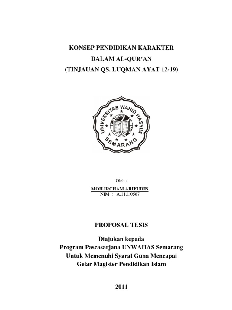 Konsep Pendidikan Karakter Dalam Al-Quran (Tinjauan Qs Luqman 12-19 ...