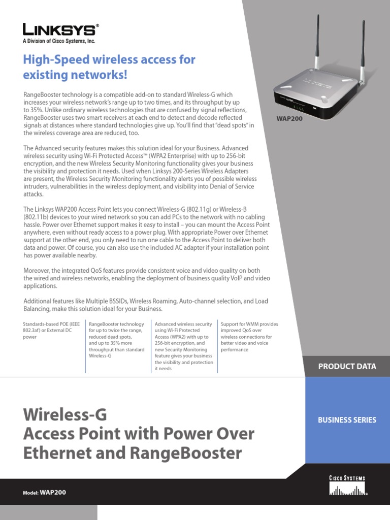 LINKSYS - Wireless Router E5400 - Switch a 4 Porte - 802.11a /b /g /n