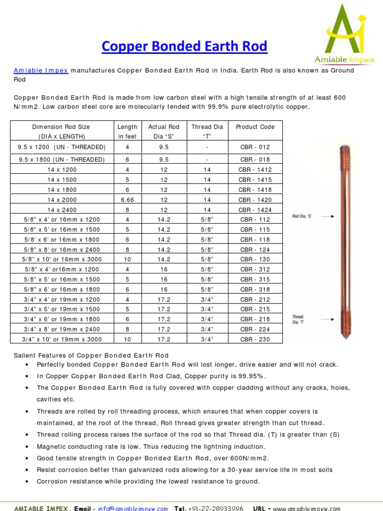 Copper Bonded Earth Rod.pdf Electricity