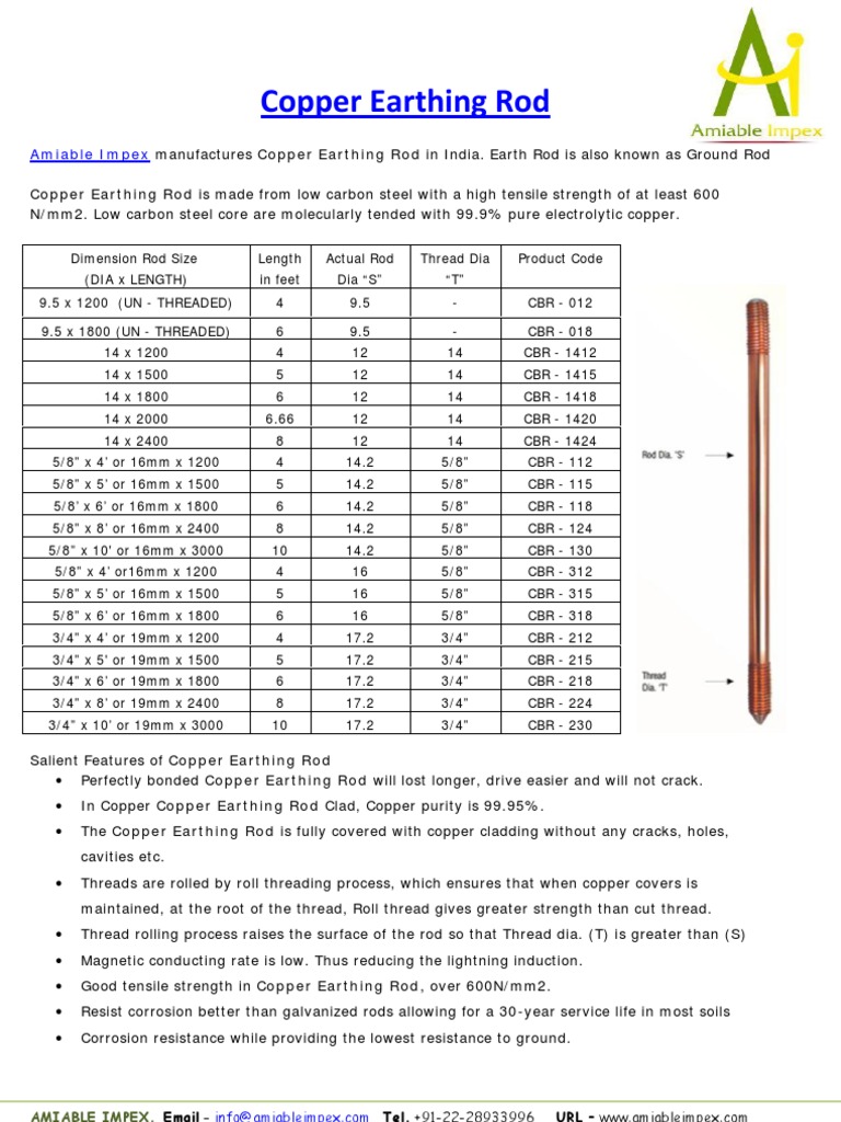 Copper Earthing Rod.pdf Engineering Electricity