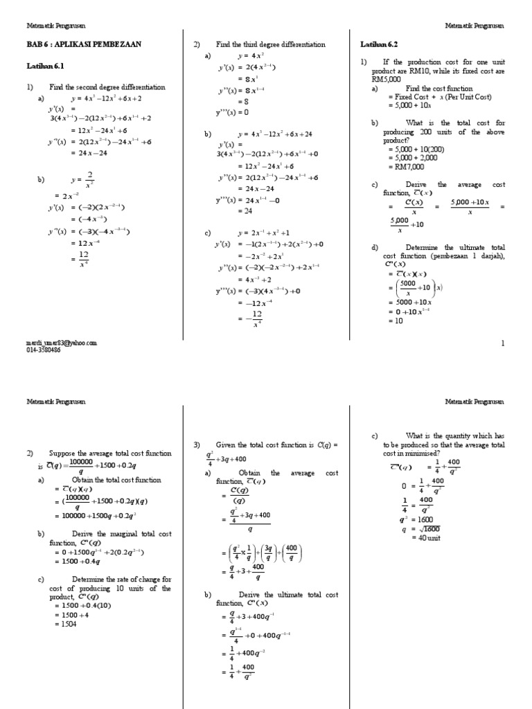 Matematik Pengurusan_Bab 6 Prices Demand