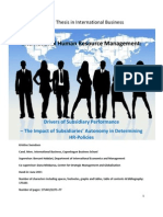 Master Thesis in International Business: Drivers of Subsidiary Performance