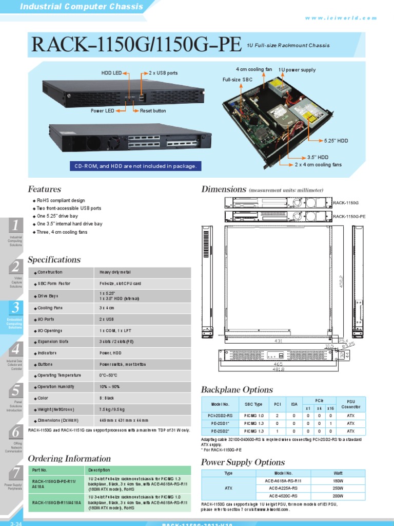 1U Rackmount Chassis Specs | PDF