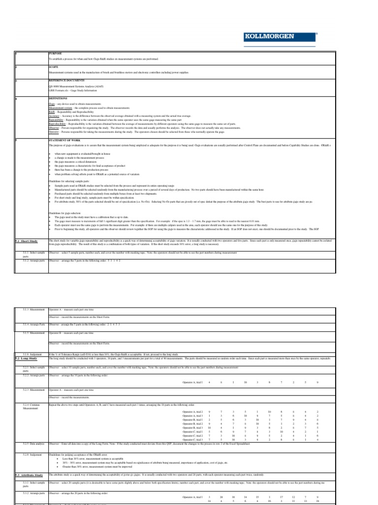 Gage_R_R Accuracy And Precision Engineering Tolerance