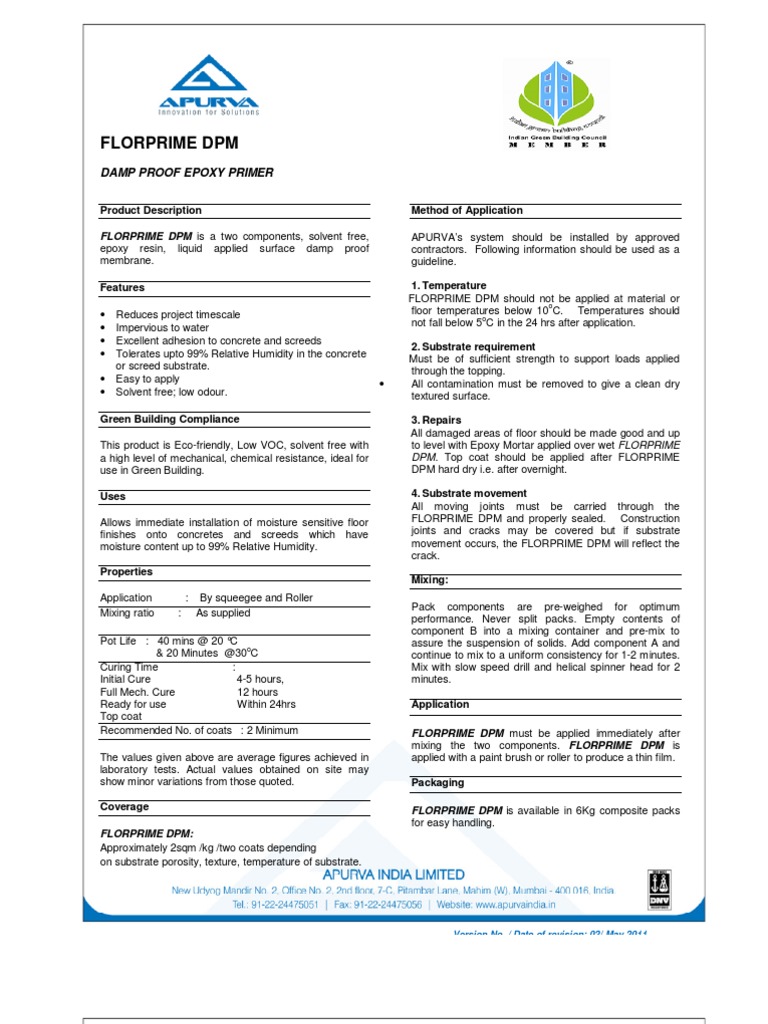 SolventFree Epoxy Resin Damp Proof Membrane for